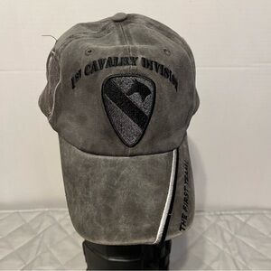 Military First Calvary Division hat with emblem on front color gray.